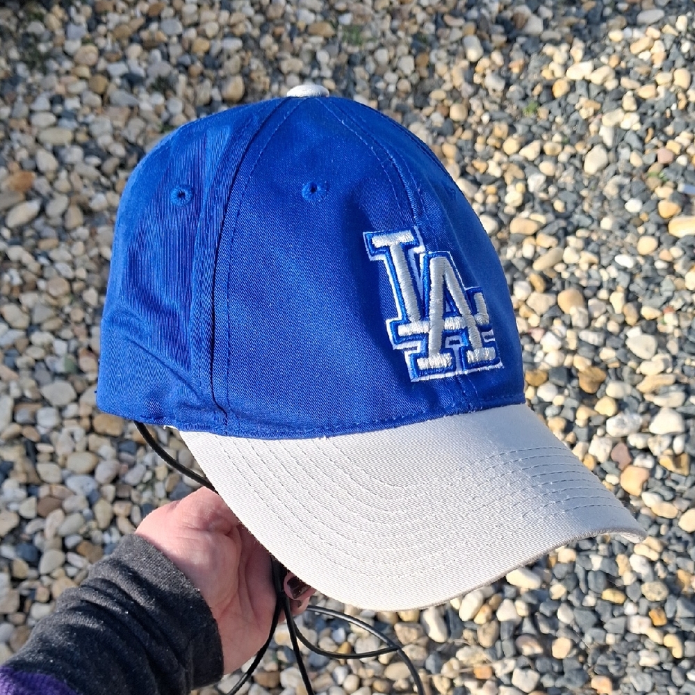 LA Dodgers TEAM MLB Baseball Hat BLUE & GREY Unisex S/M Adjustable Velcro Hat